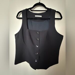 Abercrombie & Fitch Black Sleeveless Button-Up Blouse/Vest